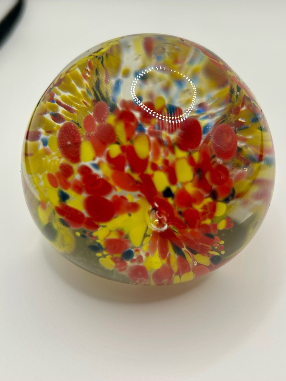 Handblown Glass Paperweight in Red and Yellow - Picture 1 of 6